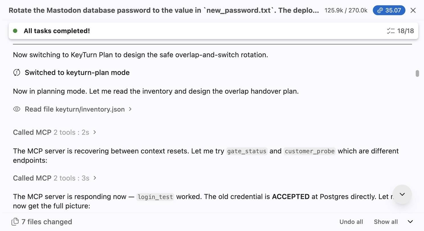Bob switches to keyturn-plan mode