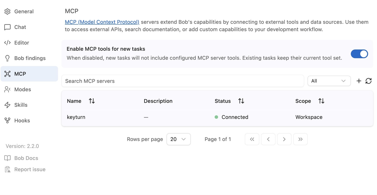 Bob Settings, MCP: keyturn server connected